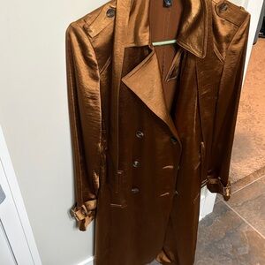INC International Concepts Shiny Brown Trench Coat